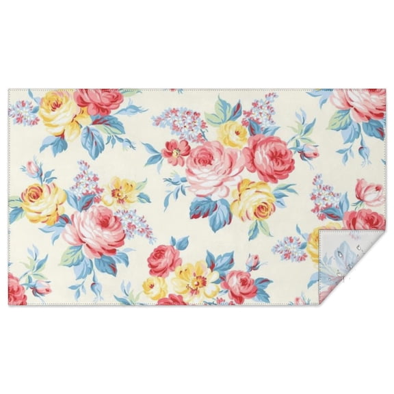 Pioneer Flower Floral Print Pattern Rectangle Tablecloth 60"x102",Waterproof Polyester Rectangle Table Cloth, Wipeable Spillproof Polyester Tablecloth for Dining, Camping, Indoor and Outdoor