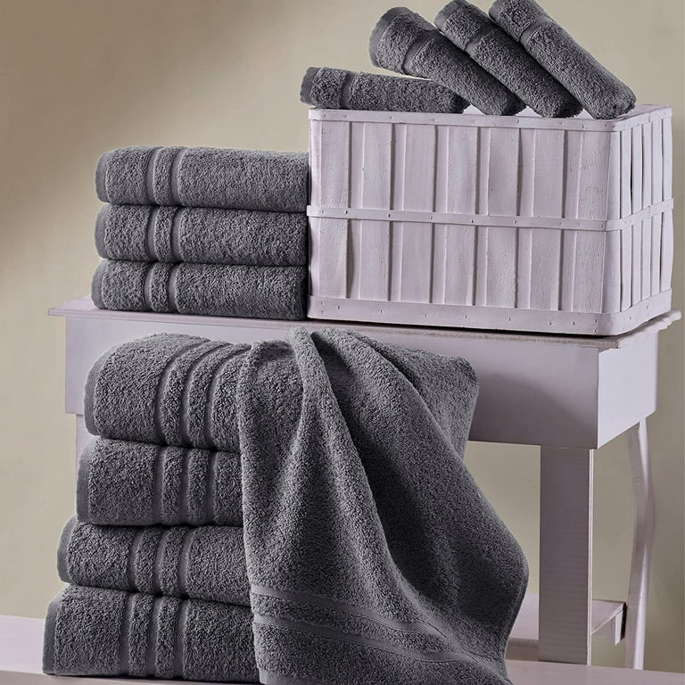 COZYART Luxury Bath Towels Set Turkish Cotton Hotel Grey Bath Towels for  Bathroom Thick Bathroom Towels Set of 6 with 2 Bath Towels, 2 Hand Towels,  2