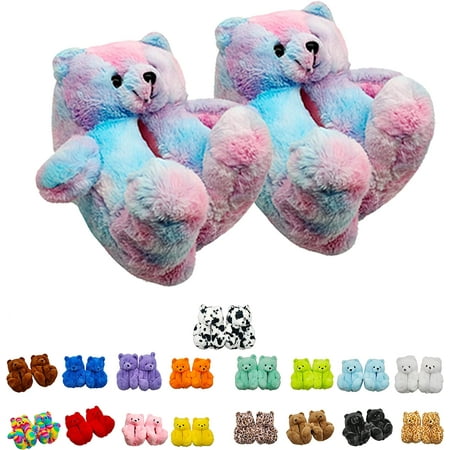 

YORTOOB Women s Plush Teddy Bear Slippers Home Indoor Soft Anti-Slip Cute Winter Warm Floor Shoes Slippers Cartoon Fuzzy Animal Slippers