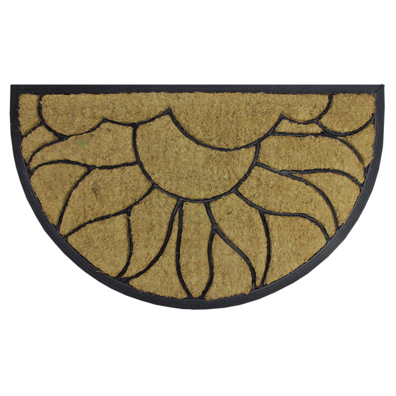 Northlight Decorative Sun Black Rubber and Coir Outdoor Half Round Door