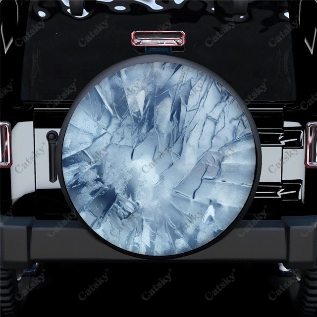 Abstract Ice Art Pattern Polyester Universal Spare Wheel Tire Cover Wheel Covers for Trailer RV SUV Truck Camper