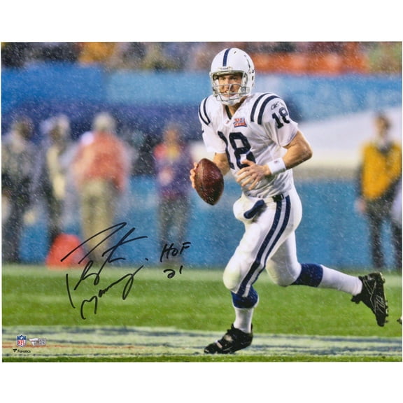 Peyton Manning Indianapolis Colts Autographed 16" x 20" Action Photograph with "HOF 21" Inscription - Fanatics Authentic Certified