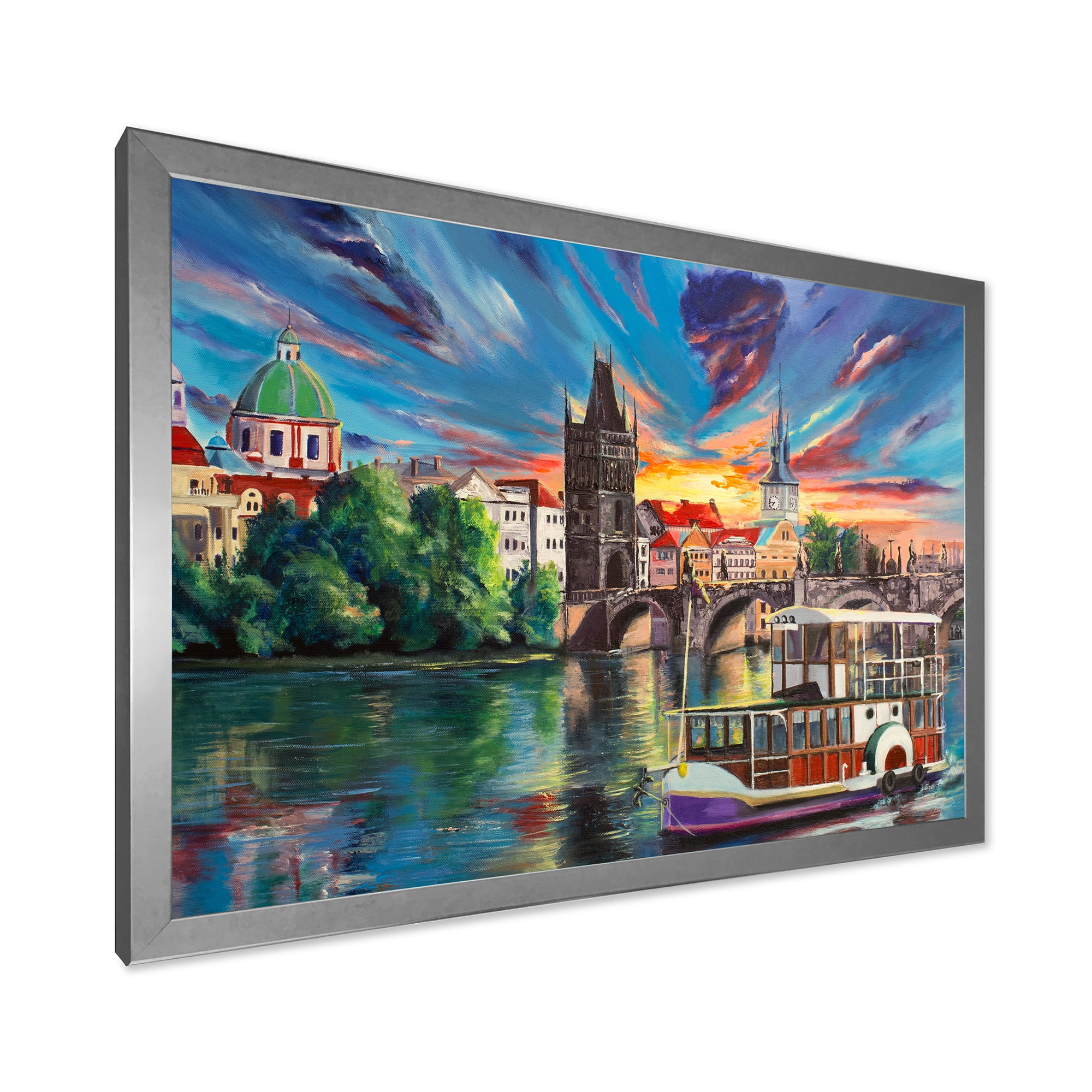 Designart 'Sunset Over Cityview Of Prague' Children's Art Framed Art Print