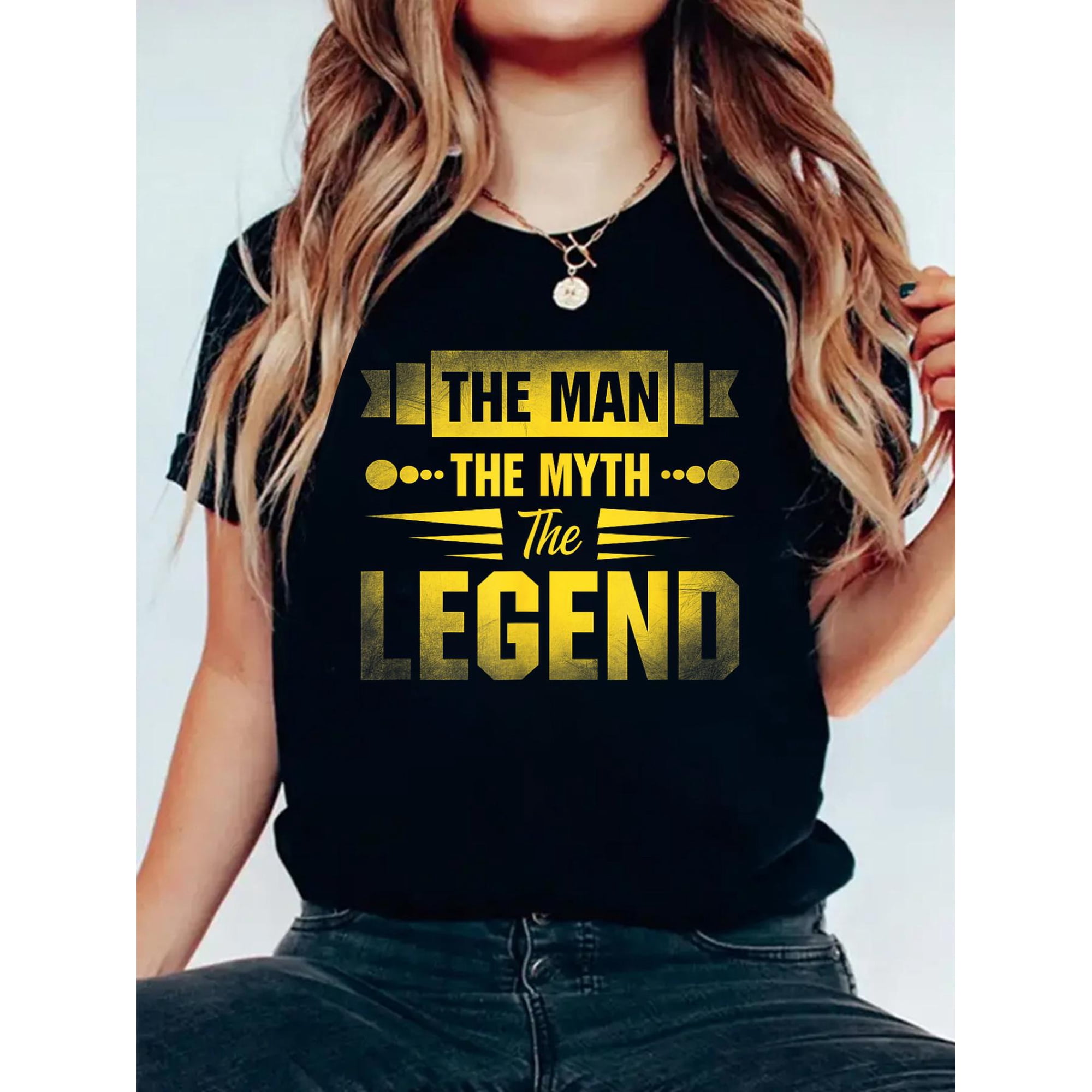 Cotton The Man The Myth The Legend T-Shirt Women's Graphic Tee Casual Tops