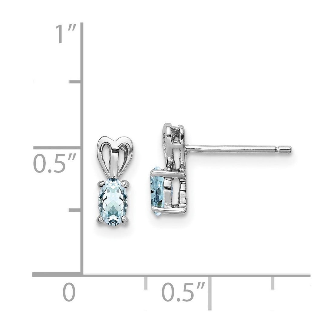 925 Sterling Silver Post Polished back Aquamarine Earrings 10x4mm Wide Stud Earring for Women