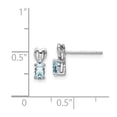 thumbnail image 2 of 925 Sterling Silver Post Polished back Aquamarine Earrings 10x4mm Wide Stud Earring for Women, 2 of 2