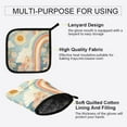 thumbnail image 3 of Yayeee Oven Mitts and Pot Holder Set of 2 Heat Resistant Kitchen Gloves Baking Hot Pad, Beige Rainbow Clouds, 3 of 5