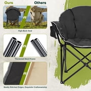 Slsy Oversized Heated Camping Chair, Padded Camp Chair with 3 Heat Levels, Portable Folding Heated Chair Round Moon Saucer Folding Lawn Chair Outdoor Chair
