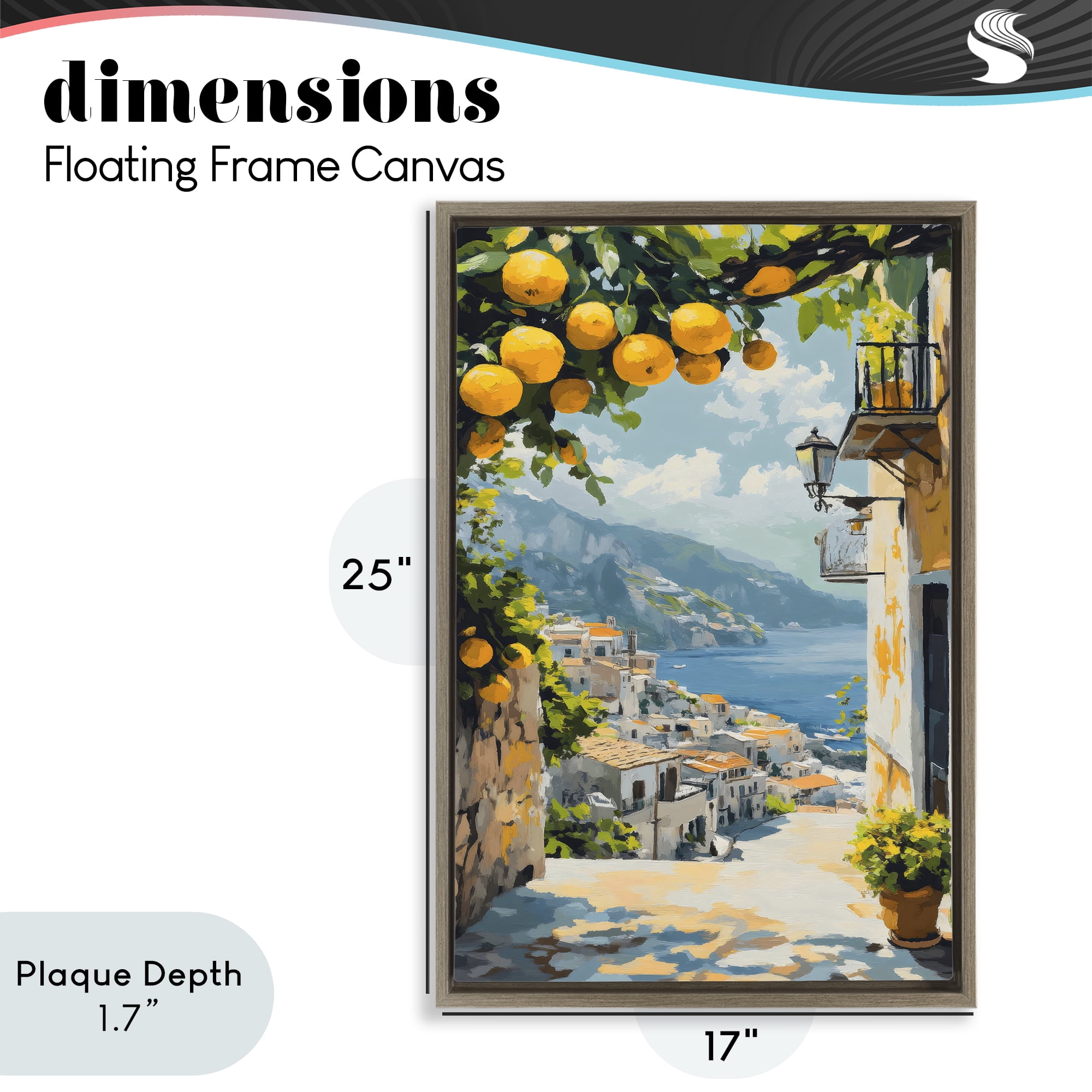 Stupell Industries Lemon Tree Overlooking Coast Brown Framed Floater Canvas Wall Art, design by Creative Studio