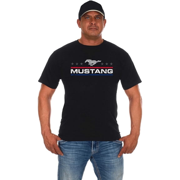 JH Design Group Men's Ford Mustang Distressed Stars & Bars Crew Neck T-Shirt