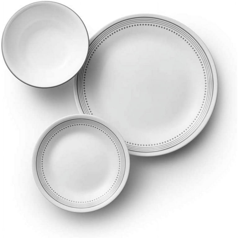 Corelle 18 Piece Service for 6 Chip Resistant Mystic Gray Dinnerware Set