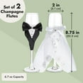 thumbnail image 3 of BZUEPRS Set of 2 Wedding Champagne Glasses for Bride and Groom Toast, Wedding Decorations, Engagement, Bridal Shower Gifts, 3 of 9