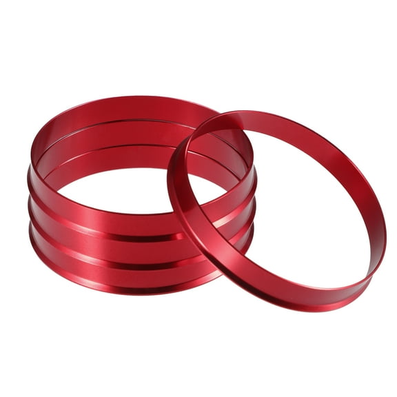 Unique Bargains 4 Pcs Car Hub Centric Rings OD 65.1mm to ID 63.4mm Hub Centric Rings Wheel Bore Center Spacer Red