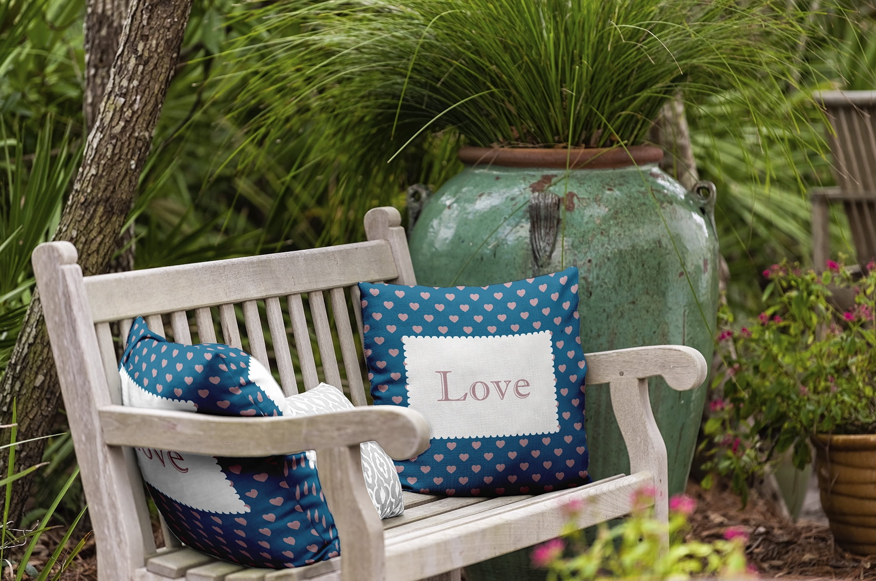 20" x 20" Simply Daisy Love Polyester Indoor/Outdoor Pillow, Teal Qty 1