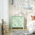 thumbnail image 2 of 3 Drawer Dresser for Bedroom,Small Green Drawer Dresser with Colorful Cloud Handle, Chest of Drawers for Bedroom, Cute Scalloped Nightstand for Living Room, Entryway and Hallway, 2 of 18