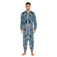 thumbnail image 3 of 1 Piece Adult Onesie Pajamas Cozy & Loose-Fit Sleepsuit Loungewear with Pockets Dark Teal Turtle Pattern XX-Large, 3 of 7
