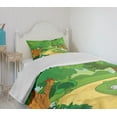 thumbnail image 4 of Ambesonne Forest Quilted Bedspread Set 2 Pcs, Pathway Flowers Trees, Twin Size, Multicolor, 4 of 6