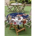 thumbnail image 3 of Outdoor Tablecloth with Umbrella Hole and Zipper, Navy Blue Christmas Round Table Cloth 60 Inch Waterproof Tablecloth, Snowman Squirrel Pine Tree Snowflake Picnic Table Cover for Patio Camping, 3 of 7