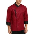 thumbnail image 4 of Doomiva Chef's Unisex Work Uniform Long Sleeves Restaurant Kitchen Cooking Chef Jacket Coat Burgundy XL, 4 of 7
