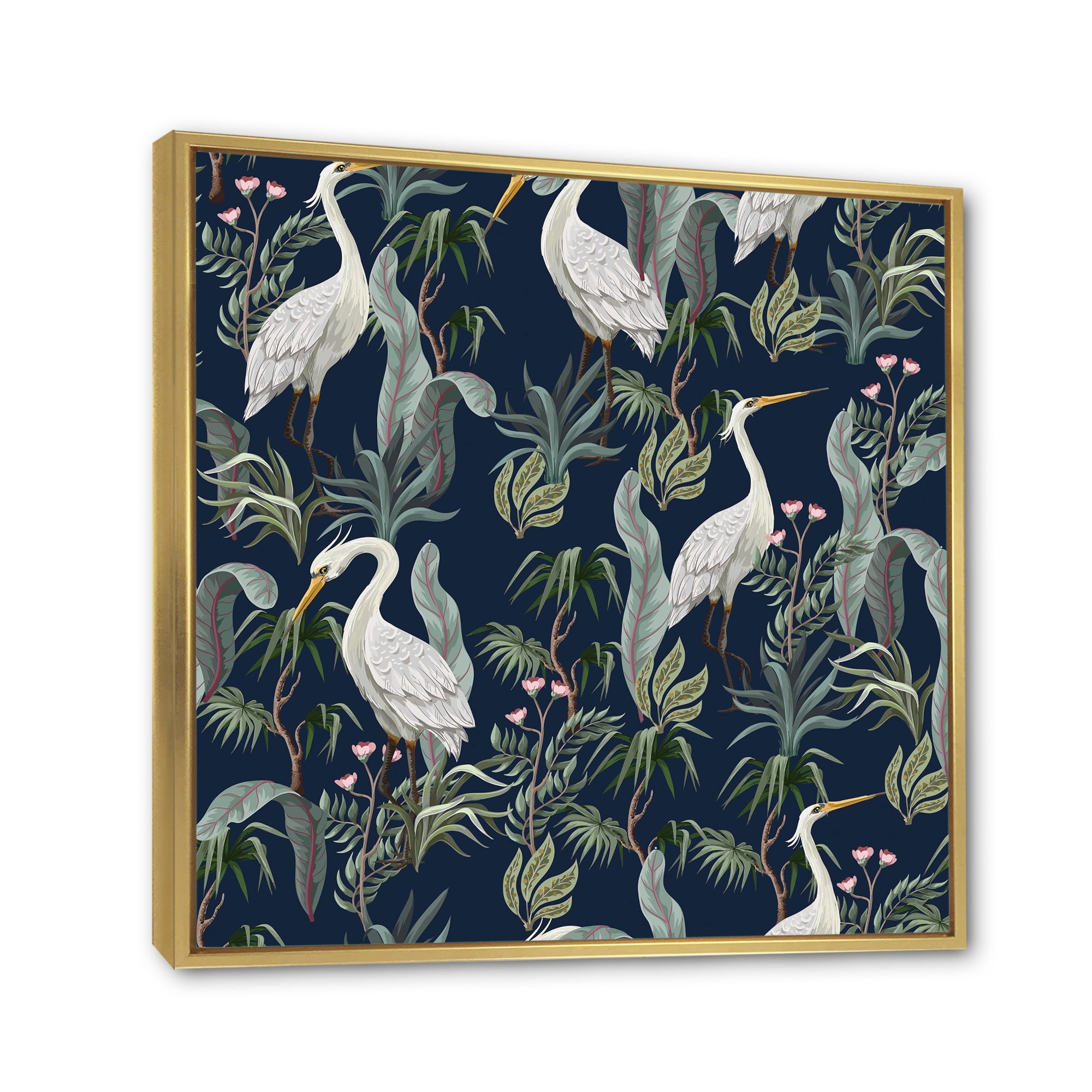Designart 'Chinoiserie With Peonies and Birds VII' Traditional Framed Canvas Wall Art Print