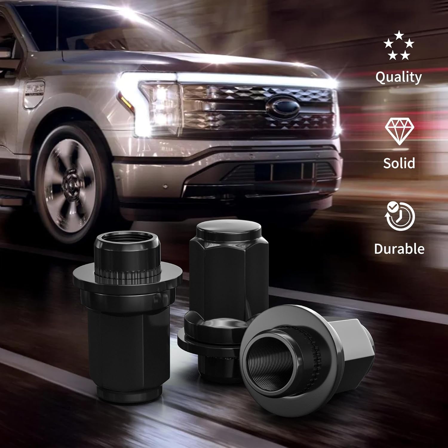 Richeer 24Pcs M12x1.5 OEM Factory Style Black Lug Nuts for Tacoma, 4Runner, FJ Cruiser, GX460, GX470, Mag Washer Style, 1.85 inch Tall - 13/16"(21mm) Hex, 12x1.5 Black Lug Nuts