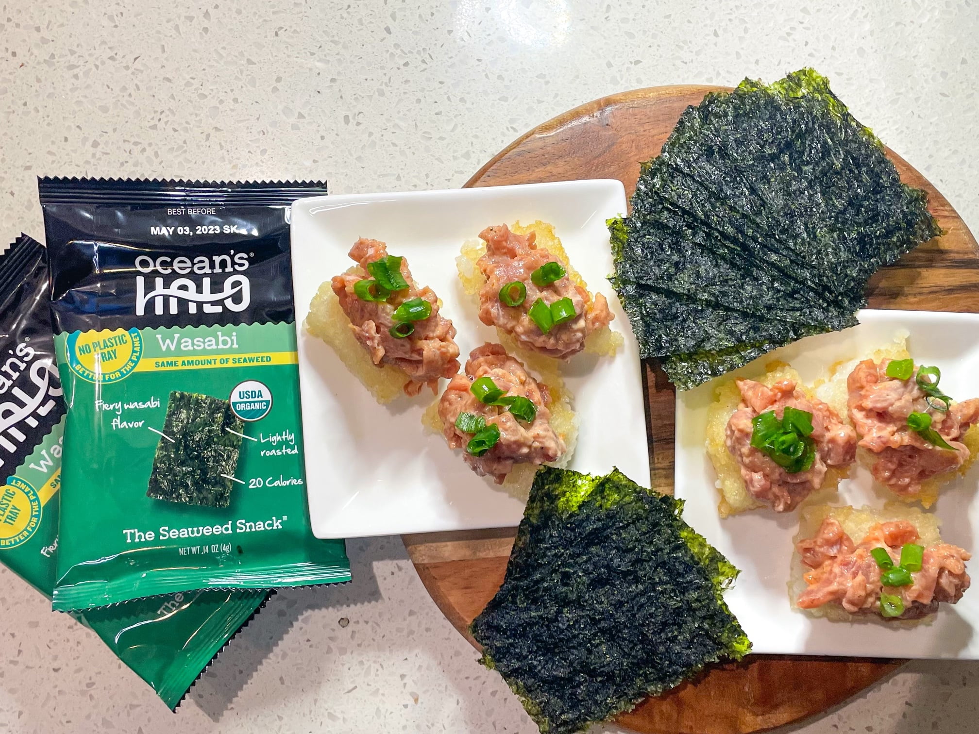 Ocean's Halo Organic Wasabi Seaweed Snack, 25 Pack Crispy Nori Case