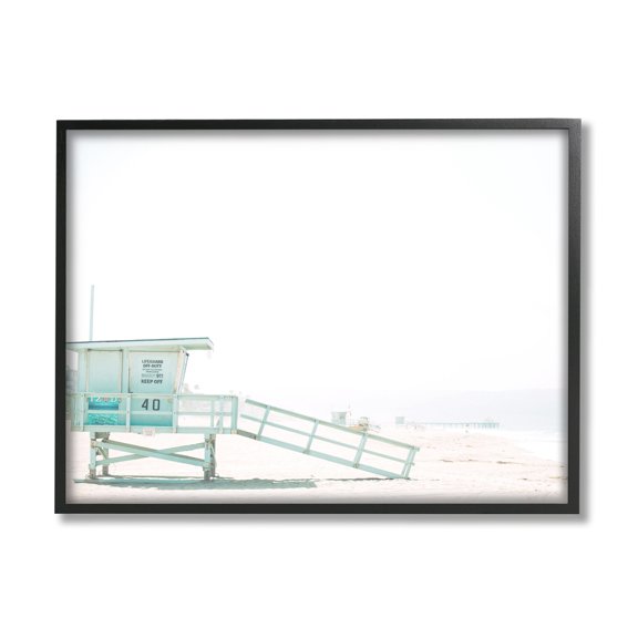 Stupell Industries Summer Sun Beach Coast Blue Lifeguard Shack Photography, 30 x 24, Design by Leah Straatsma