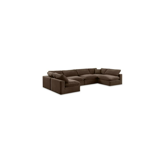 Meridian Furniture Comfy Brown Velvet 6-Pc. Modular Sectional