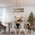 thumbnail image 4 of LNC Farmhouse 4-Light Rectangle Chandelier with Wood Frame and Frosted Glasss, 27.5" Wide, 4 of 12