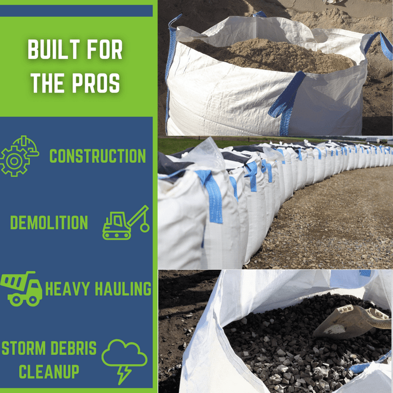 100 Gal. Heavy-Duty Builder's Bulk Bag White Outdoor Polypropylene  Construction and Demolition Trash Bag