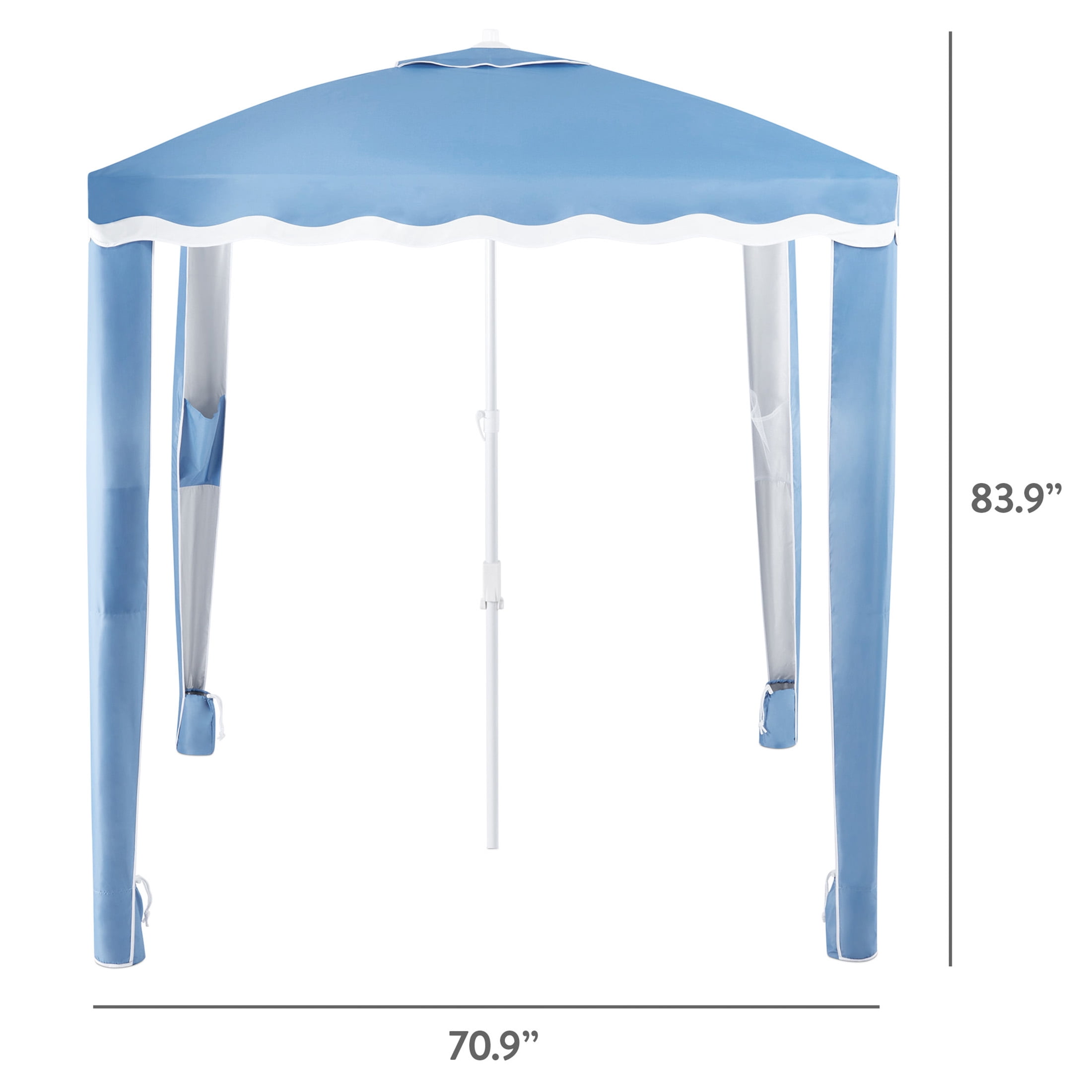 Mainstays 6 ft Blue Cabana Beach Umbrella, Sun Protection