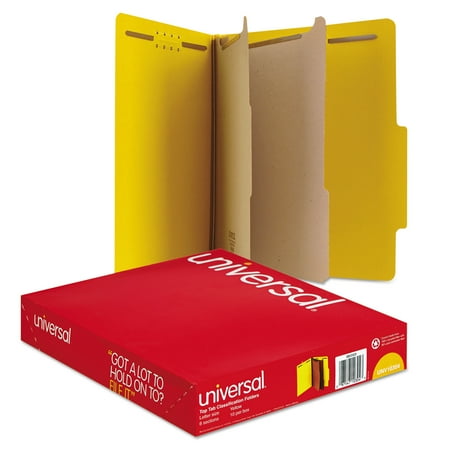 - Universal Pressboard Classification Folders, Letter, Six-Section, Yellow, 10/Box -UNV10304