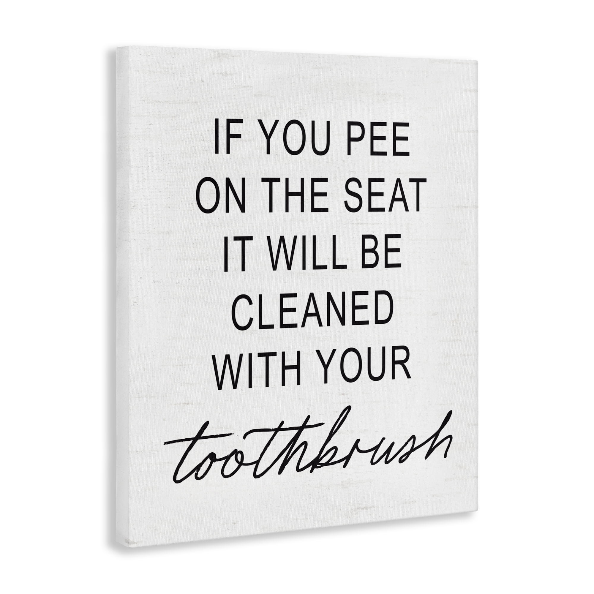 Sassy Clean With Toothbrush Warning Canvas Wall Art, design by Lettered and Lined