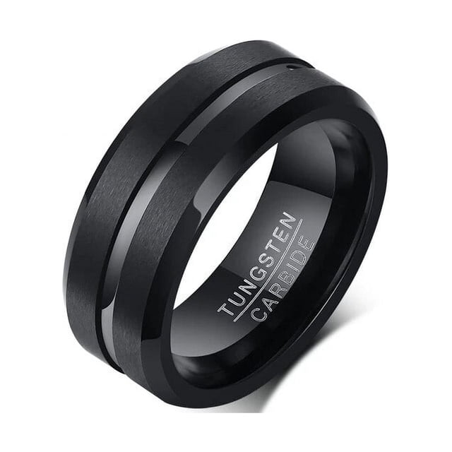 Vnox-Anillos de Carburo de Tungsteno básico de 8mm para hombre, joyería elegante, estilo de línea fina, bandas de boda, regalos de aniversario para él