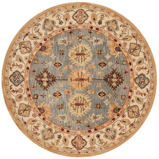 Safavieh Antiquities Collection AT847A Handmade Traditional Oriental Blue and Ivory Wool Round Area Rug (6' Round)
