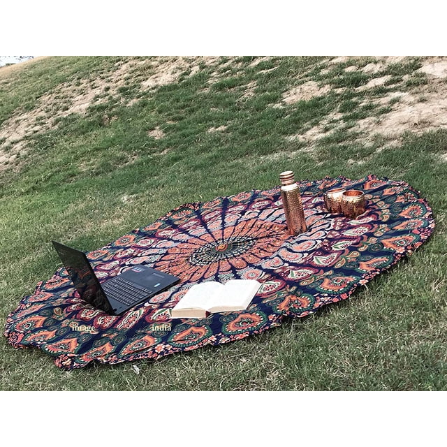 Tapiz redondo para playa, estampado, para picnic, manta de playa, tapiz