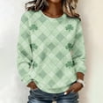 thumbnail image 3 of Craaazy St. Patrick's Day Waffle Sweatshirt for Women Green Graphic Casual Crewneck Long Sleeve Pullover Tops Gifts, 3 of 5