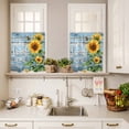 thumbnail image 3 of Sweet Home Curtain Valances Set Sunflower Vintage Rustic Lake Blue Stripe Wood Board Kitchen Curtains 36&nbsp;inch Length Rod Pocket Valance and Tiers 3 Piece Set Small Bedroom Bathroom Laundry Decor, 3 of 9