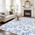 thumbnail image 2 of Large Area Rugs for Living Room Bedroom, Blue Spring Floral 6'x9' Rug Washable Carpet Runner Indoor Outdoor, Flowers Leaves Pastoral Botanical Non Slip Floor Mats Rug for Kitchen, Playroom, 2 of 8