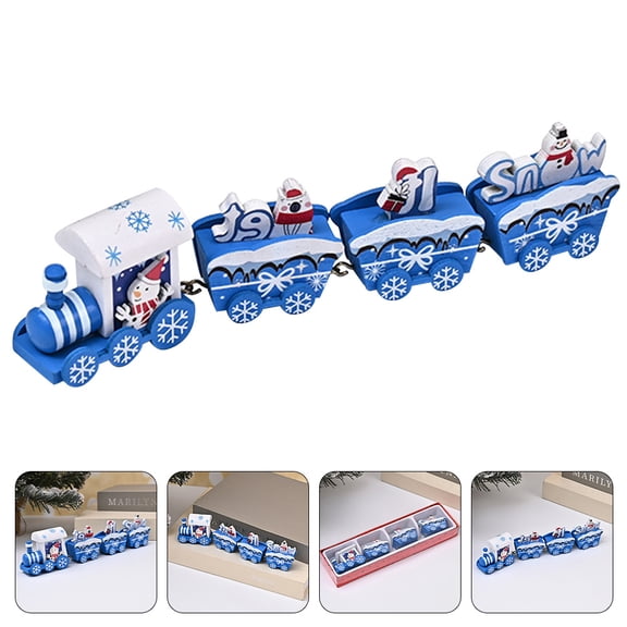 KONTONTY Wooden Snowman Christmas Tree Hanging Train Decoration Set - Festive Holiday Ornament for Home