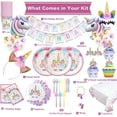 Unicorn Party Supplies for Girls - Unicorn Birthday Decorations with Plates Disposable Tableware for Unicorn Theme Party