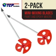 TCP Global Paint, Epoxy Resin, Mud Power Mixer Blade Drill Tool for Mixing Quarts and Gallons (2 Pack) - 10 Long, 1/4 Round Drill Shaft, 2.5 Plastic Paddles - Stirring Cans, Buckets, Pails and Cups