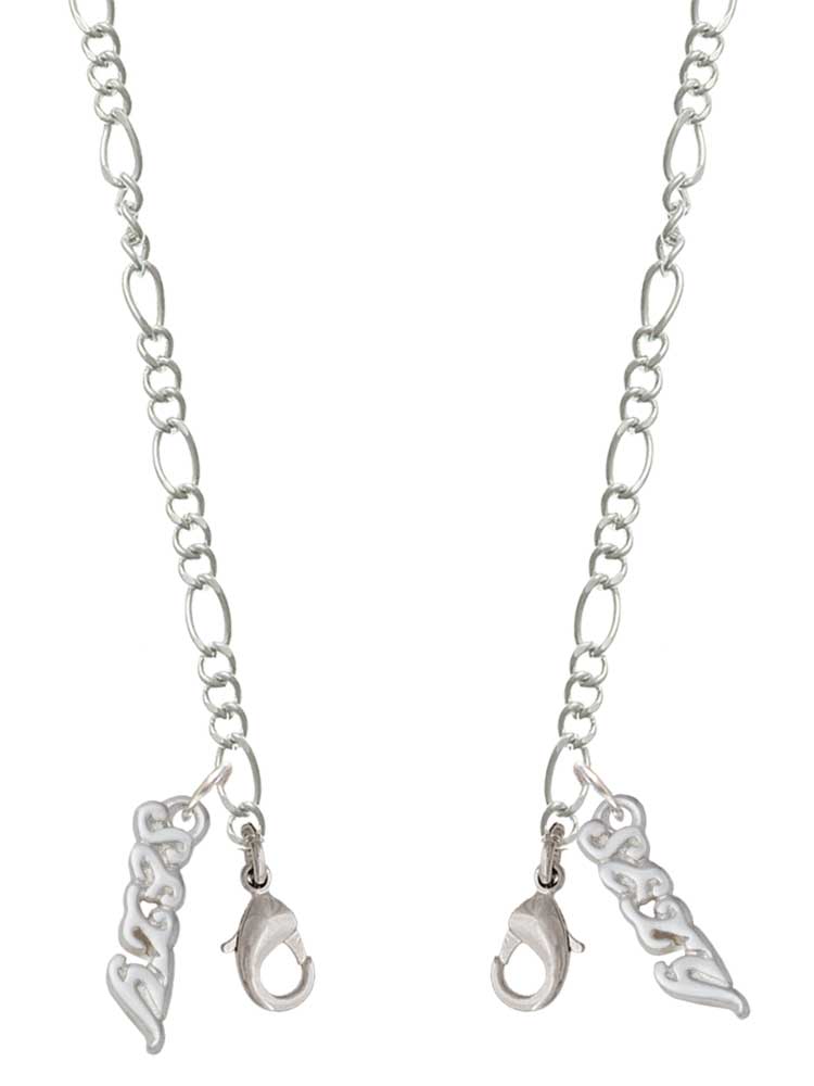 Silvertone Small Sexy Script Silvertone Face Mask Necklace