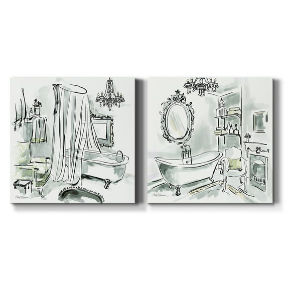 Opulent Bath I - Premium Gallery Wrapped Canvas - Ready to Hang Set of 2 - 24 x 24 Each