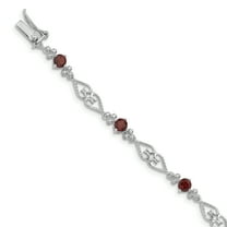 Primal Silver Sterling Silver Rhodium-plated Diamond Garnet Bracelet