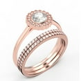 thumbnail image 3 of Beautiful Boho & hippie 2.10 Carat Round Cut Antique Diamond Moissanite Engagement Ring, Floral Halo Wedding Ring, Two Matching Band in 10k Solid Rose Gold, Bridal Rings, Gift For Her, 3 of 4