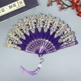 thumbnail image 4 of Folding Fans Chinese Style Handheld Fans Vintage Silk Fabric Holding Fan Foldable for Wedding Dancing Cosplay Party Wall Decoration, 4 of 6