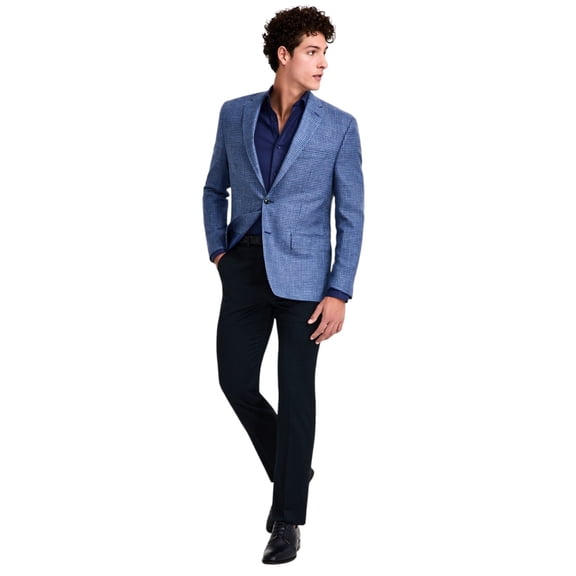 Michael Kors Mens Classic fit Wool Linen Sport Coat Blazer 48 R Mid Blue Check