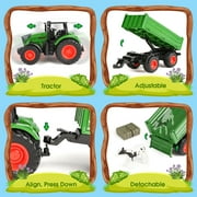 HopeRock Tractor Toy, Farm Toys Set for Toddlers Boys Age 3 4 5 6 Years, Realistic Pretend Play for Little Farmers, Christmas Birthday Gifts for Toddlers 3-6 years old.
