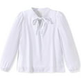 thumbnail image 5 of Linfrsh Girls Shirts Girls Long Sleeve Shirts Kids Crewneck Soft Tunic Tops Basic Casual T-Shirts White,13-14 Years, 5 of 7